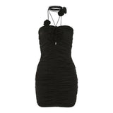 Summer New Pure Sexual Sexy Small Sling Dress Women's Fold Design Feeling Slimming Bare Backpack Ass Skirt