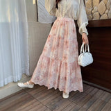 Korean New French Style Wears Advanced Temperament To Reduce The Age To Show Thin Purple Broken Flower Skirt