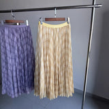 Korean Gentle Temperament Retro Lattice Loose Waist Loose A-Shaped Skirt Flexible Net Yarn Skirt