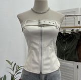 Real Shooting Spice Girls High-End Pu Leather Tector Locomotive Wind Wrapped Bra Vest Sleeveless Top Tide 1986