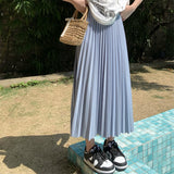 Fashion Simple Multi-Color New Bony Skirt Skirt Women High Waist Thin Solid Color Hanging Long Folded Skirt