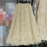 Slid Dress Autumn/Winter 2025 Autumn And Winter New French Sweet Lace Flower Yarn Skirt In The Long Swum Half-Dressed Skirt