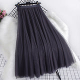 Big Swing Net Dress 2025 Autumn And Winter New Female A Word 20 Pieces Of Splicing Yarn Skirt In The Long Skirt Skirt Umbrella Skirt