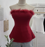 Solid Shot Hair Stitched Knitted Bra With Chest Pad Inside The Waist Sleeveless Wrapped Chest Cloth 9297