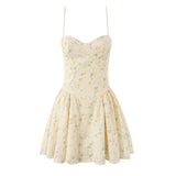 Women's Clothing 2026 New French Yellow Broken Flowers Waist Holiday Sling Skirt