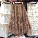 Design Sense Heavy-Working Layer Yarn Nail Bead Design Half-Dress Summer New Thin Cake Dress Dress Woman