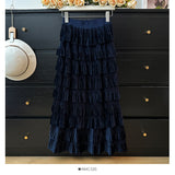 Autumn New Velvet Layer Cake 100 Folded Skirt Women's Fashion High-Rise Thin And Thin A-Shaped Skirt