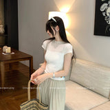 Light People Gentle Know Wearing A Hazy Half-Sleeved Knitted Shirt 2026 Spring New Slimming Top
