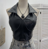 Sexy Hanging Neck Low Chest Lumbar Puskin Sling With Bra Cushion Short Corset 2807