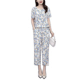 Cotton Silk Suit Women's Fashion Wear Summer New Loose Large-Size Ocean Gas Thin Silk Short-Sleeved Trousers Two Sets