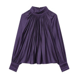 Autumn New Dredted Loose-Fitting Long-Sleeved Shirt Top 1297202