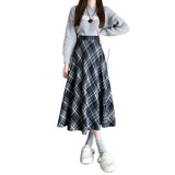 Curry Hair Lattice Half Skirt Women Autumn And Winter 2025 New High-Rise Thin Half Skirt A Word Long Umbrella Skirt