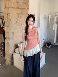 New Niche T-Shirt Tidly Sleeveless Top Design Sense Of Irregular Splicing Slings Vest Women's Clothing Early Spring