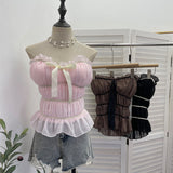 Bodrum-Smeared Waistcoat With Chest Cushions Against Colored Bows And Bows Trinkles And Sleeveless Tops 8183