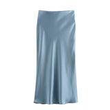 2025 Autumn New Women's Fashion Silk Silk Texture Feel Flute Multi-Colored Skirt 8338537