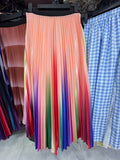 2025 New Women's Color Metallic Metallic Luster 100-Folded Dress Long Organ Skirt Half-Dress Skirt