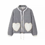Autumn 2025 New Women's Fashion Casual Lattice Love Lace Side Decoration Cotton Coat