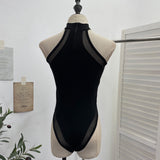 Sexy Elastic Joint Suit With Thoracic Pad Hanging Neck Sleeveless Sleeve Sling Vest Design Feel Top 1015