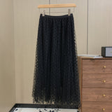 Autumn And Winter Planting Velvet Small Wave Dot Fairy Long High-Waist Temperament Full Thin Half Skirt Dot Big Swing A Skirt