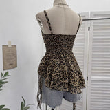 Real Shooting With Chest Pad 2026 Summer New Slings Female Hottie Design Leopard-Print Leaves Floating Belt 9329