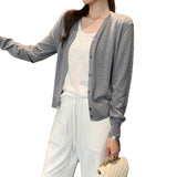 Great-Looking V-Neck With Thin Long-Sleeved Knitted Shirt Coat Woman 2025 New Loose Lazy Morning Autumn Top