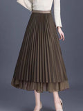 Two Sides Wearing A Net Yarn Skirt Women 2025 Spring New High-Rise Shade Across The Hundred Folded Skirt A Word Big Swing Fishtail Long Skirt