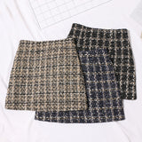 Small Scented Coarse Flowers, Lattice Half-Dress Woman 2025 Autumn And Winter New High-Waisted Thin Ass A-Word Skirt 8920