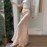 Smashed Snowflake Fishtail Skirt Women Summer 2026 New High-Waisted Hanging Feeling A Word Cover Bag Hip Skirt Slimy Skirt