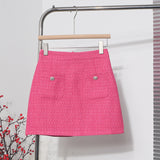 Long-Term Goods Small Fragrant Wind Coarse Flowers A Short Skirt Women High Waist Thin Skinny Bag Hip Half-Body Skirt 8996
