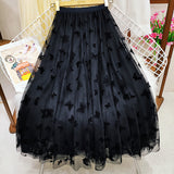 Butterfly Planted Velvet Fairy Net Yarn Half Skirt Dress Dress Women Autumn And Winter Splicing Big Swing 100 Fold Skirts In The Long A-Word Dress