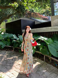 Vintage Oil Painting Small Man French Hanging Neck Pure Want To Collect Waist Thin Dress Female Senior Sense Slim Dress