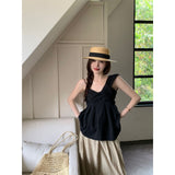 Twisting Design Irregular Sling Vest Women's Summer Babes Folds Short Blouse Chic Shirt
