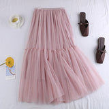 Net Dress 2025 Autumn And Winter New Net Color Bottom Skirt Small Fresh Long Skirt Small Fairy Dress