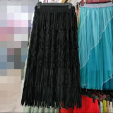 Heavy Industry Five-Layer Stracew Cake Skirt Set Thin Tight Waist Design Straight Half-Body Skirt Long Skirt