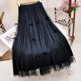 Dress Gentle Fairy Design Feeling Bow Net Autumn Winter Display Thin Waist Half Body Skirt 0883