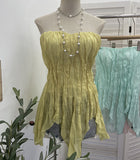 Real Shooting Holiday Style Design Sense Irregular Folded Brae Vest With Chest Cushions Sleeveless Top Woman 8880