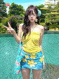 Dopamine Pure Hot Girl Yellow Bra Strapd To Women's Summer Holiday Dress Wearing Atmosphere Set