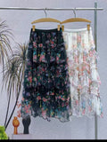 2025 Spring And Summer New Lace Splicing Mesh Dress Heavy Industry Nail Bead Printing Tight High Waist Half-Body Skirt Medium Long