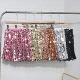 Smooth High-Waist Shiny Babes Half-Dress A-Word-Packed Birthday Party Short Skirt 91116
