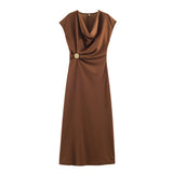 Autumn 2025 New Women's Fashion Elegant Foldless Sleeveless Dress 1165461