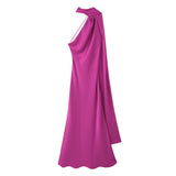 2025 Autumn New Women's Fashion Simple Ribbon Hanging Neck-Laught Dress
