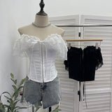 Lace Lace Lace Butterfly End Waist Hook Buckle Waist-Button Waist-Coat With Chest Cushion-Carbed Shoulder Coat 6317