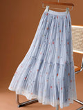 2025 Spring And Summer New Net Yarn Cake Skirt Small Broken Flower Skirt Gentle Fairy Dress 100 Fold Skirt A Skirt