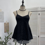 Vintage Cowboy Sling Vest Female Summer Split Press Line Back Tight To Wear Sleeveless Top 838