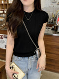 2026 Summer New Hollow Knitted Short-Sleeved T-Shirt Women's Unique Super Beautiful Body-Scuffed Ice Silk Top
