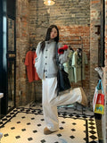 High-End Feeling Gray Short Hair Coat Women Spring And Autumn 2026 New Retro Thick Collar Jacket Loose Top