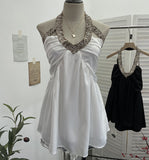 Real Shooting Pure Gold Style Decoration V-Neck Hanging Neck Double-Layer Sleeveless Doll Shirt 8673