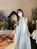 New Gentle Three-Dimensional Flower Dress Summer Holiday French Fairy Seaside Sleeveless Thin Temperament Long Dress