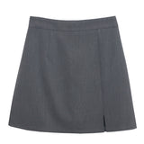 High-Waisted Open Forked-But Hip Anti-Walking A-Word Short Skirt Woman 2025 Suit Fabric Thin A-Dress Skirt 8871