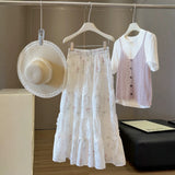 Small Fresh Floral And Snowy Short Skirt Women's Summer New Small Cake Skirt Sweet Anti-Walking Word Half-Body Skirt